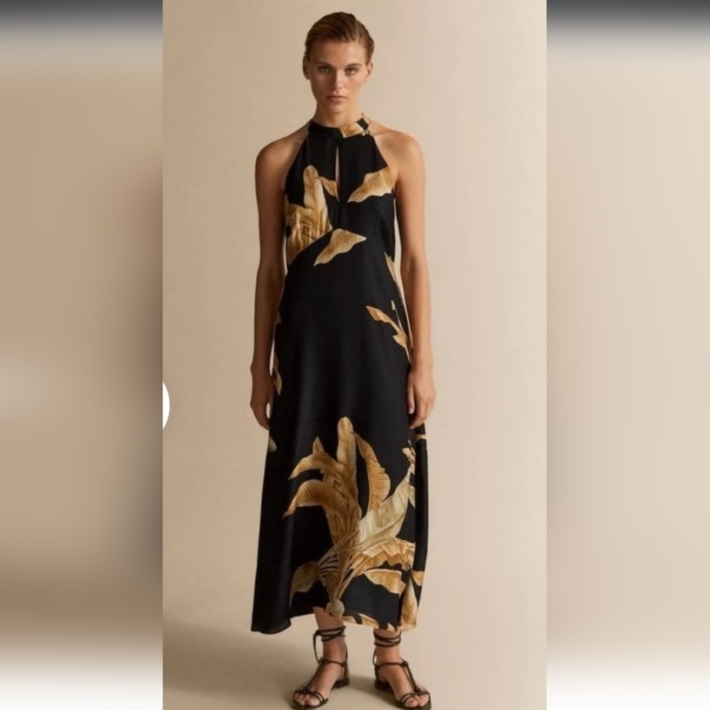 Massimo Dutti Palm print dress